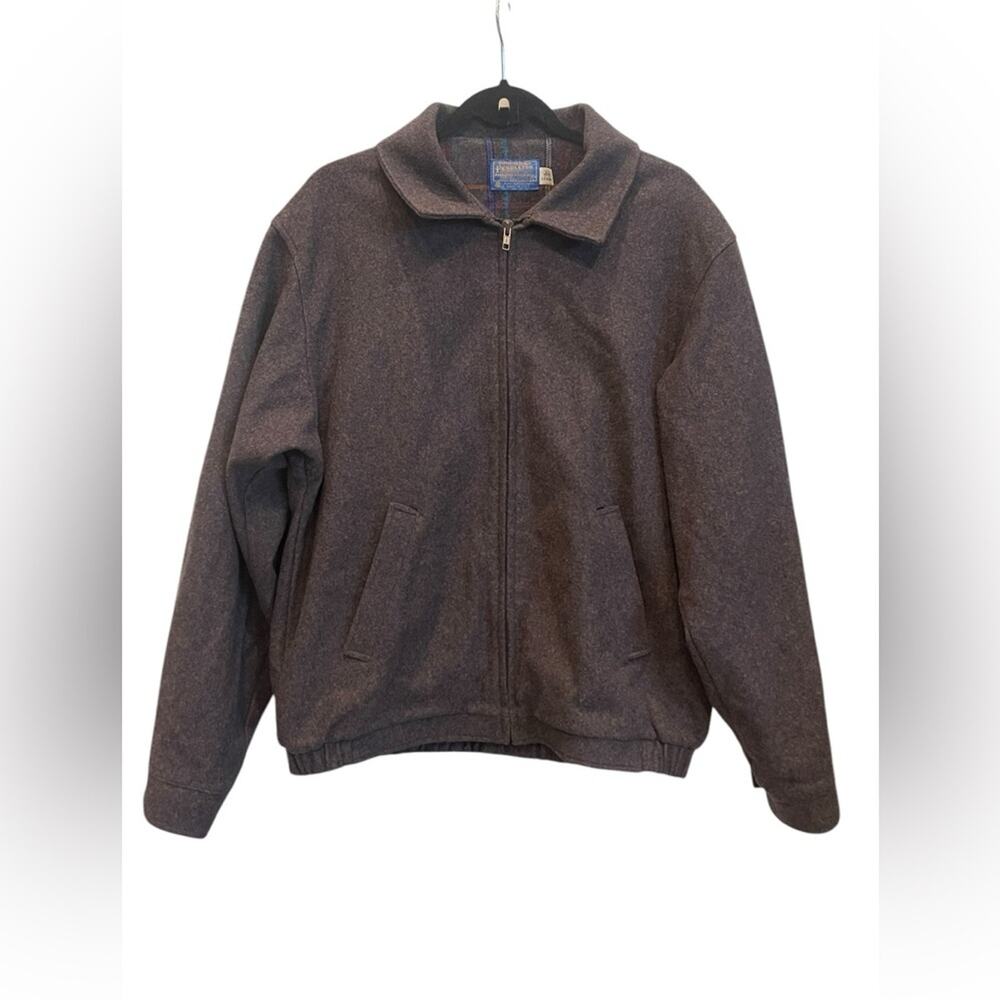 Pendleton Grey 100% Pure Virgin Wool Full Zip Thinsulate Jacket Sz Medium
